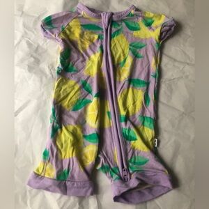 Little Sleepies Shorty Zippy Lemon Romper 0-3M Bamboo